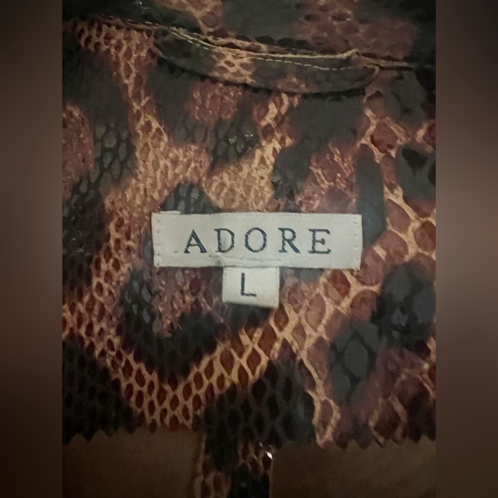 Adore coat leopard Print ,efffects snakeskin strech women size large - Picture 3 of 6